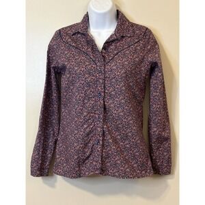 Vintage JCPenney Ditsy Floral Western Button Up 100%Cotton Women's Shirt Size 7